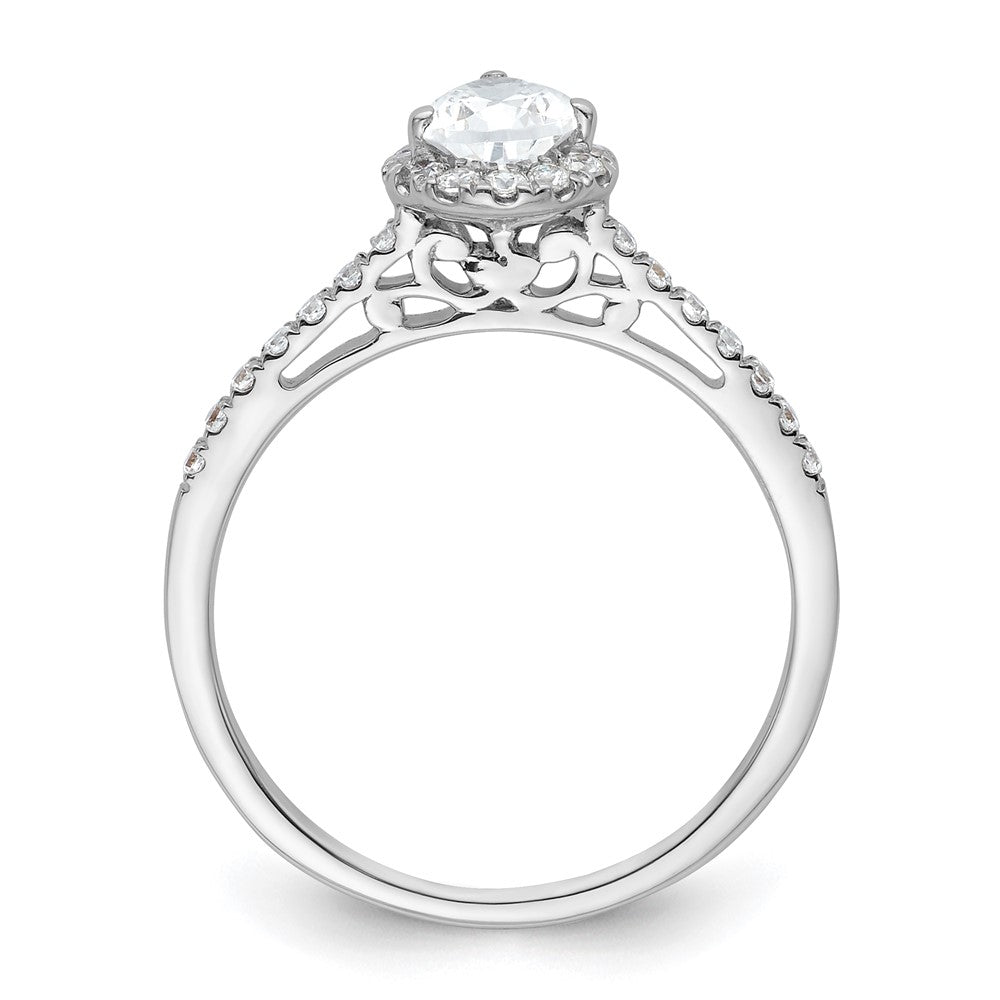 14k White Gold Halo (Holds 3/4 carat (7x) Pear Center) 1/4 carat Diamond Semi-mount Engagement Ring