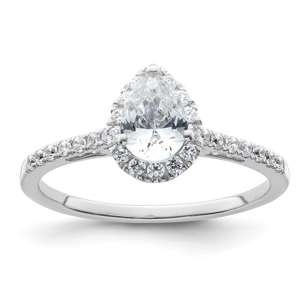 14k White Gold Halo (Holds 3/4 carat (7x) Pear Center) 1/4 carat Diamond Semi-mount Engagement Ring