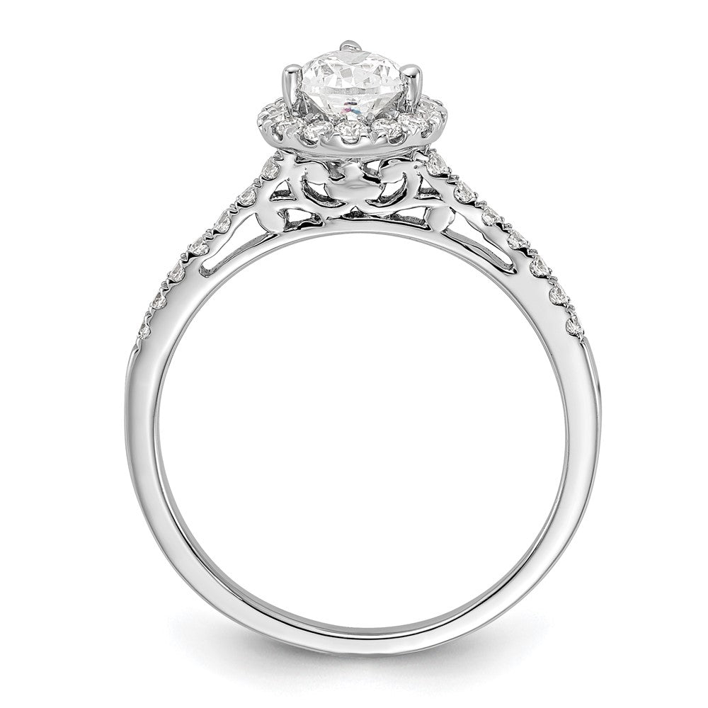 14k White Gold Halo (Holds 1 carat (8x) Pear Center) 1/3 carat Diamond Semi-mount Engagement Ring