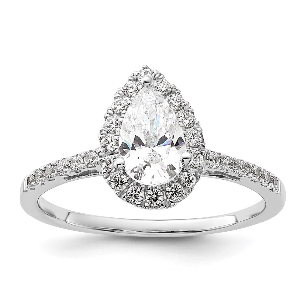 14k White Gold Halo (Holds 1 carat (8x) Pear Center) 1/3 carat Diamond Semi-mount Engagement Ring