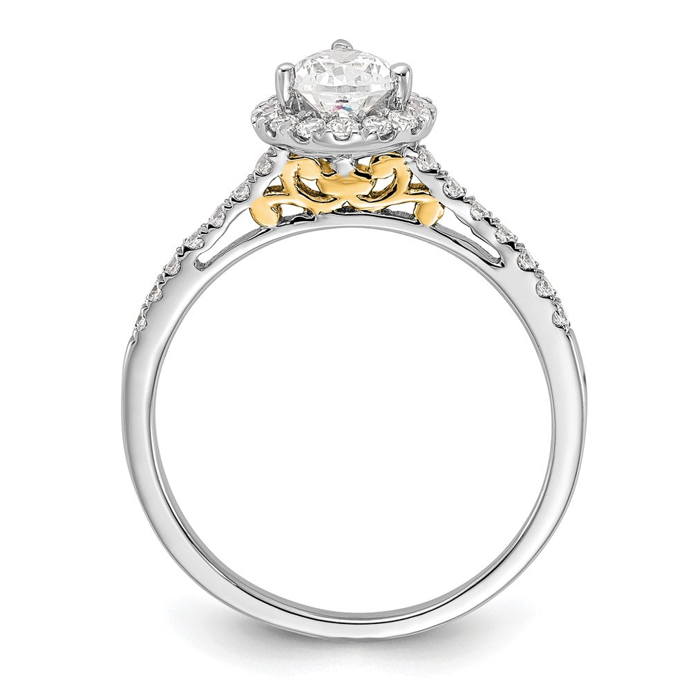 14k Two-tone Halo (Holds 1 carat (8x) Pear Center) 1/3 carat Diamond Semi-mount Engagement Ring