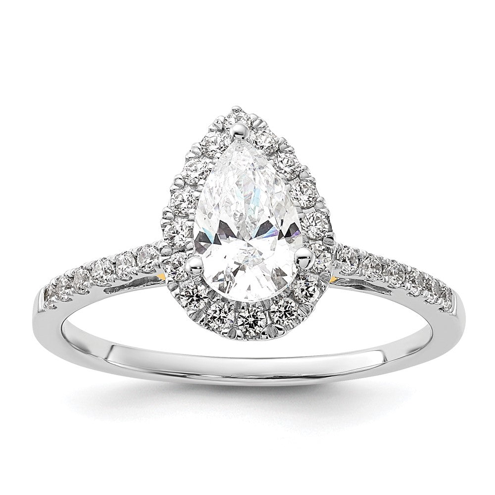 14k Two-tone Halo (Holds 1 carat (8x) Pear Center) 1/3 carat Diamond Semi-mount Engagement Ring