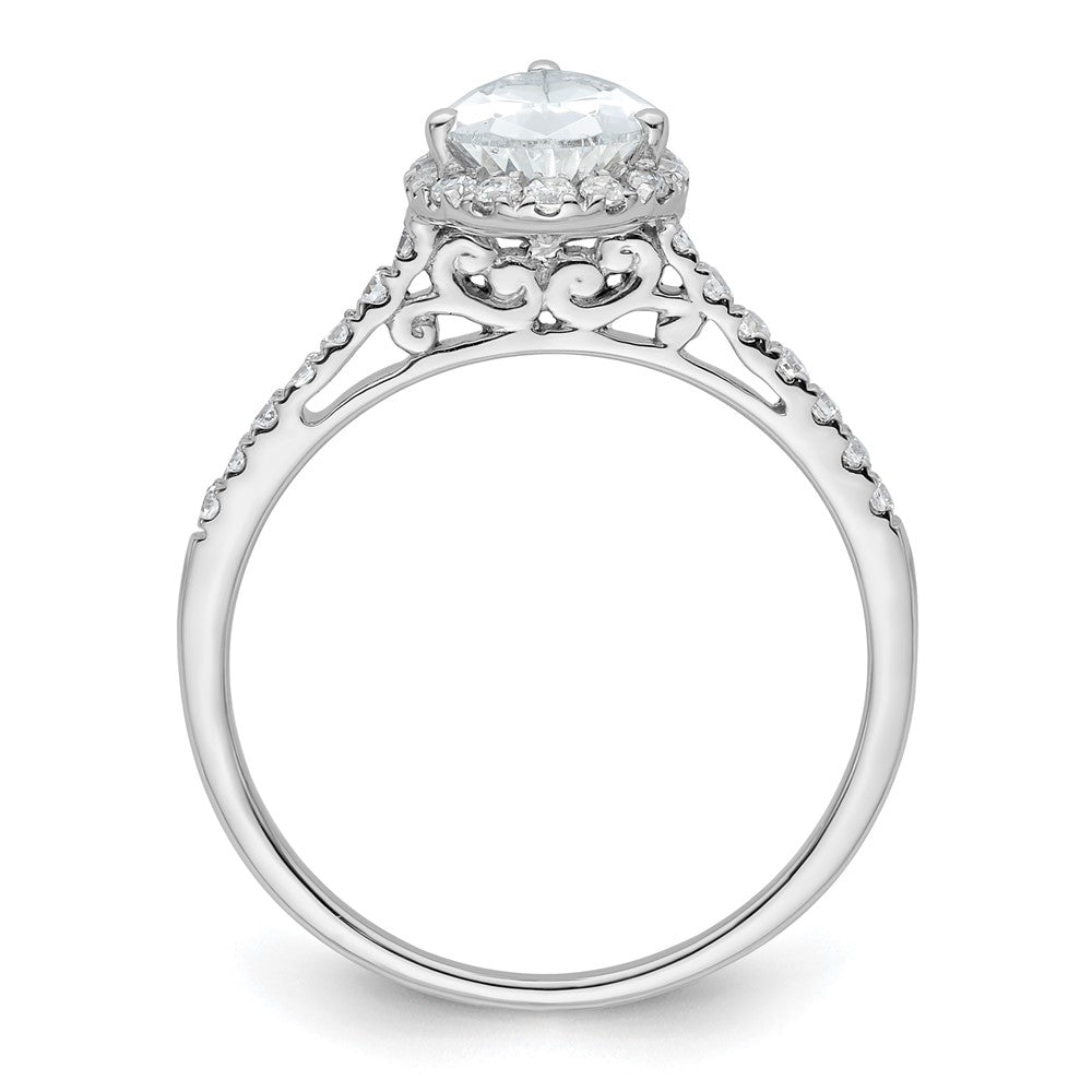 14k White Gold Halo (Holds 1.5 carat (9x) Pear Center) 1/4 carat Diamond Semi-mount Engagement Ring