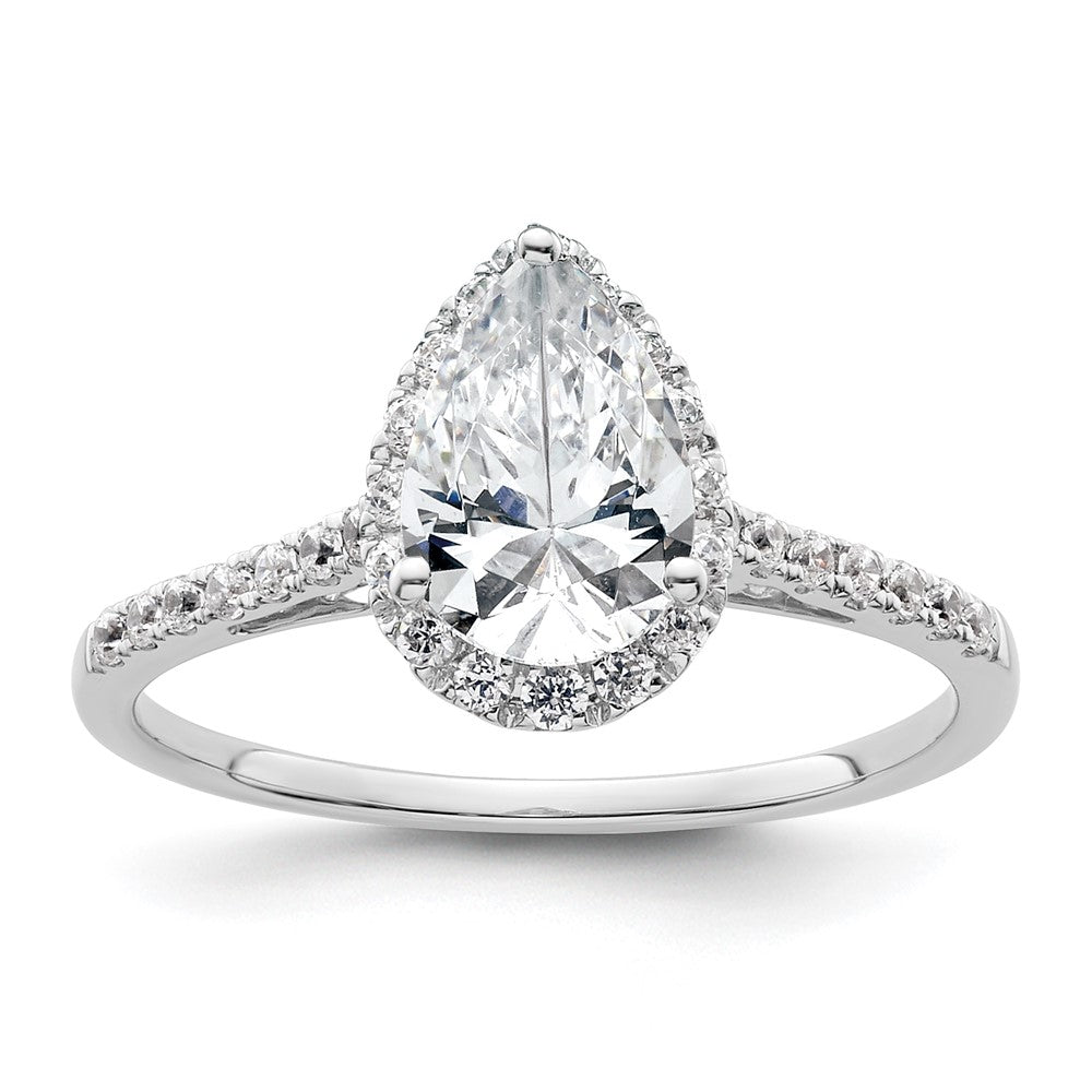 14k White Gold Halo (Holds 1.5 carat (9x) Pear Center) 1/4 carat Diamond Semi-mount Engagement Ring