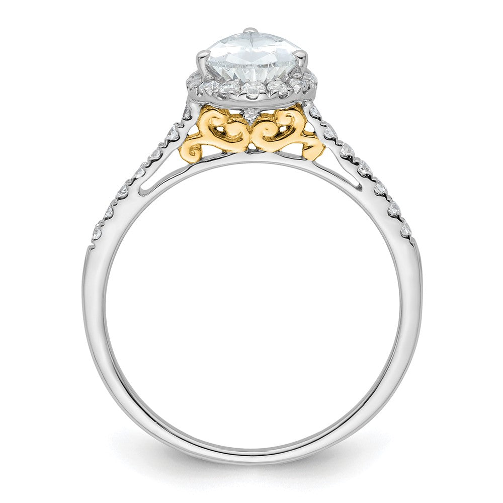 14k Two-tone Halo (Holds 1.5 carat (9x) Pear Center) 1/4 carat Diamond Semi-mount Engagement Ring