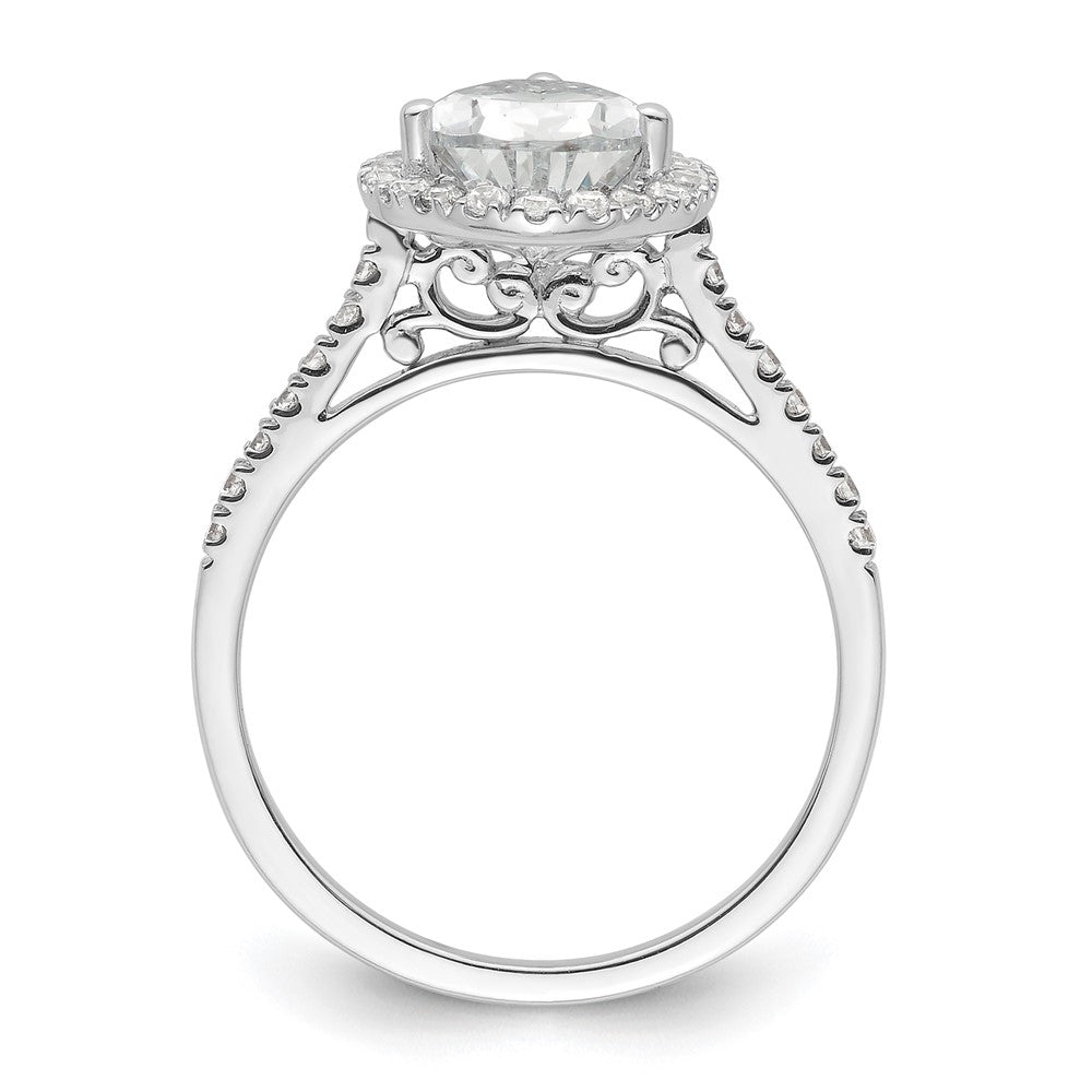 14k White Gold Halo (Holds 2 carat (10x) Pear Center) 1/3 carat Diamond Semi-mount Engagement Ring