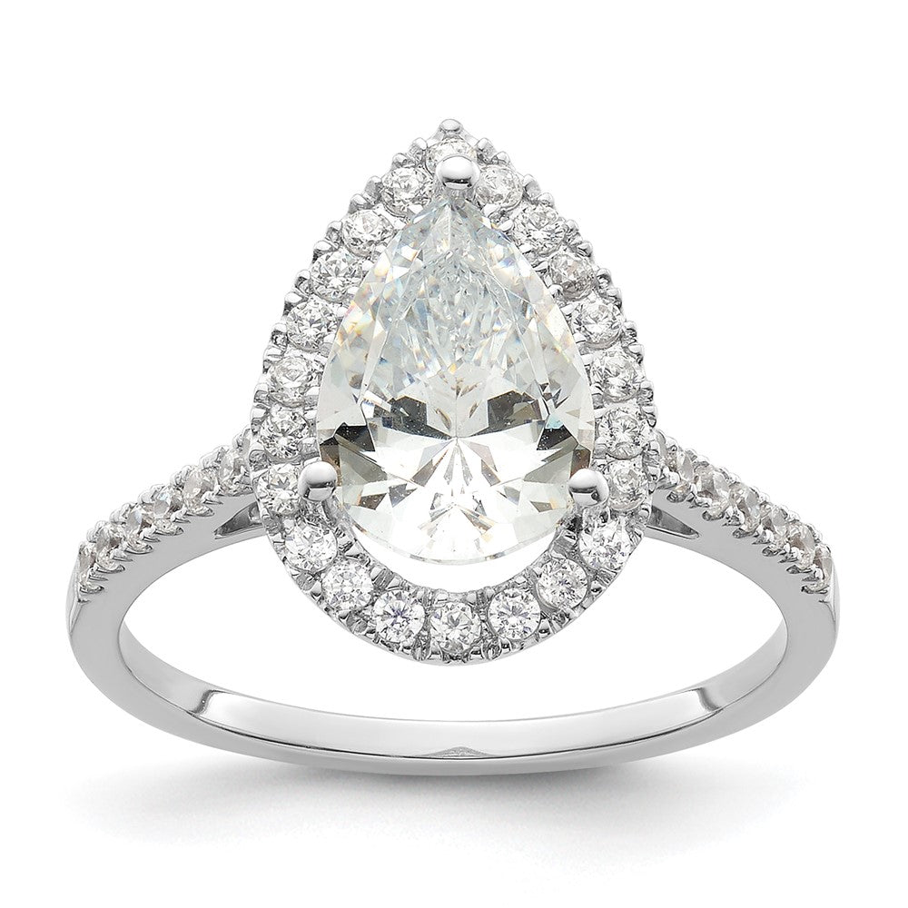 14k White Gold Halo (Holds 2 carat (10x) Pear Center) 1/3 carat Diamond Semi-mount Engagement Ring