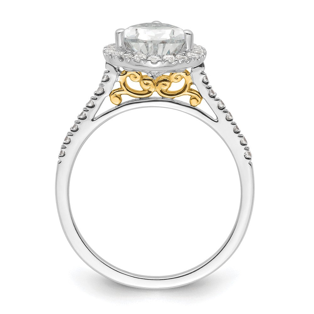 14k Two-tone Halo (Holds 2 carat (10x) Pear Center) 1/3 carat Diamond Semi-mount Engagement Ring