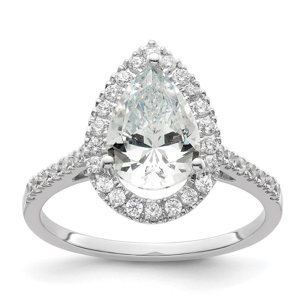 14k Two-tone Halo (Holds 2 carat (10x) Pear Center) 1/3 carat Diamond Semi-mount Engagement Ring