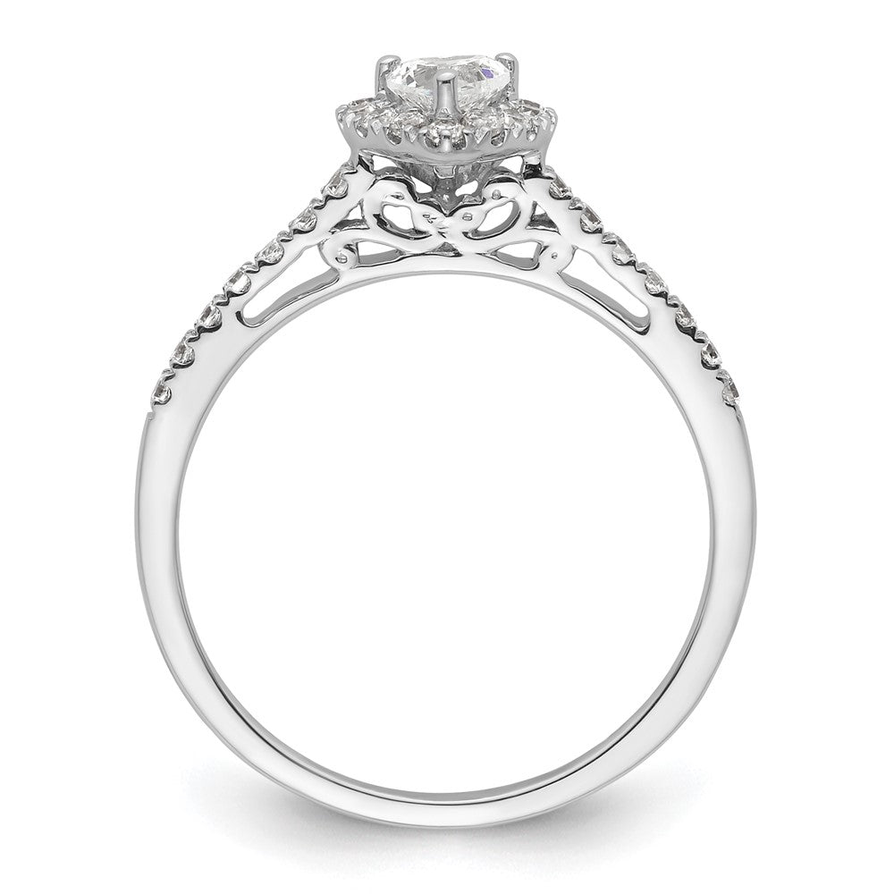 14k White Gold Halo (Holds 1/4 carat () Heart Center) 1/4 carat Diamond Semi-mount Engagement Ring