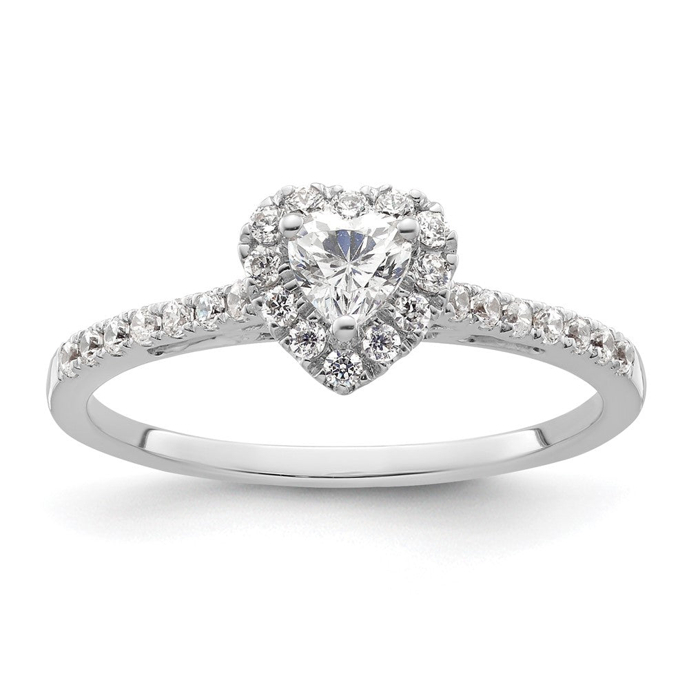 14k White Gold Halo (Holds 1/4 carat () Heart Center) 1/4 carat Diamond Semi-mount Engagement Ring