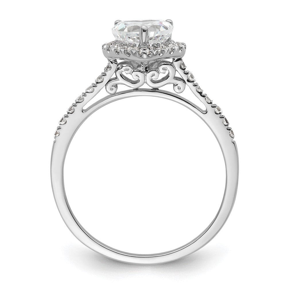 14k White Gold Halo (Holds 3/4 carat () Heart Center) 1/3 carat Diamond Semi-mount Engagement Ring