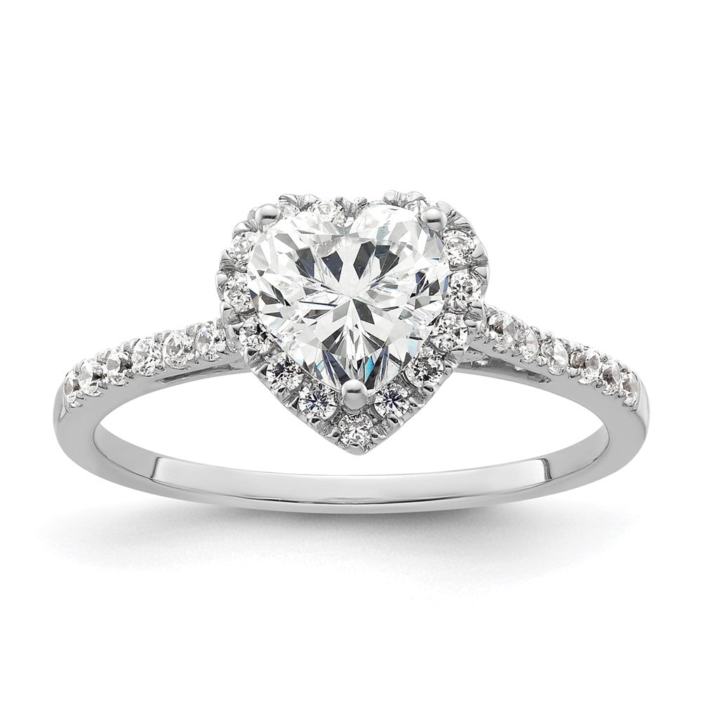 14k White Gold Halo (Holds 3/4 carat () Heart Center) 1/3 carat Diamond Semi-mount Engagement Ring