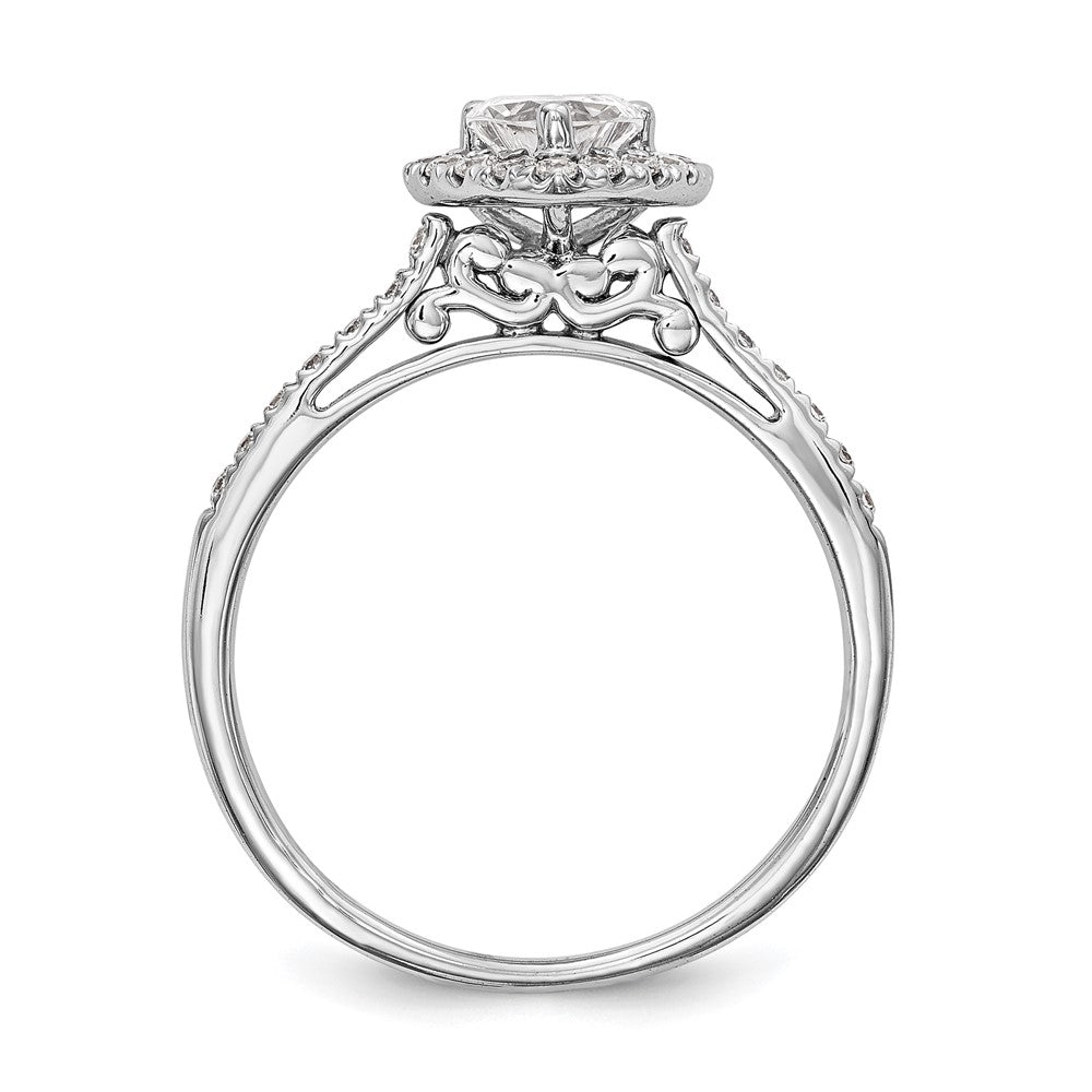 14k White Gold Halo (Holds 1 carat () Heart Center) 1/3 carat Diamond Semi-mount Engagement Ring