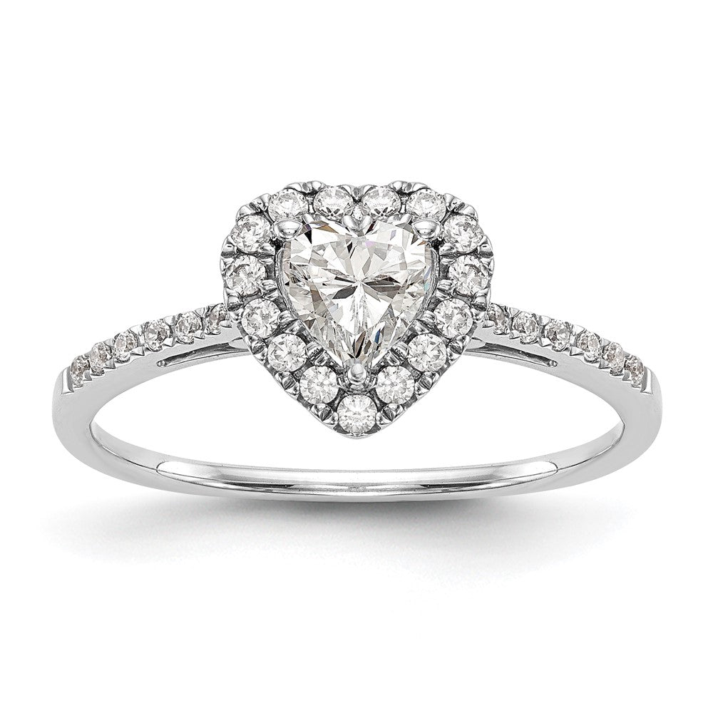 14k White Gold Halo (Holds 1 carat () Heart Center) 1/3 carat Diamond Semi-mount Engagement Ring