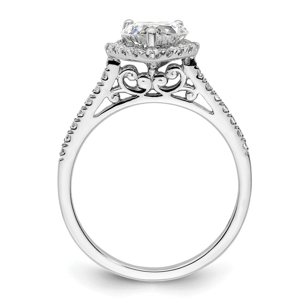 14k White Gold Halo (Holds 1.5 carat () Heart Center) 1/3 carat Diamond Semi-mount Engagement Ring