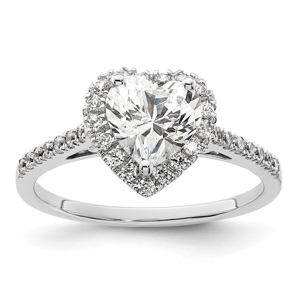 14k White Gold Halo (Holds 1.5 carat () Heart Center) 1/3 carat Diamond Semi-mount Engagement Ring