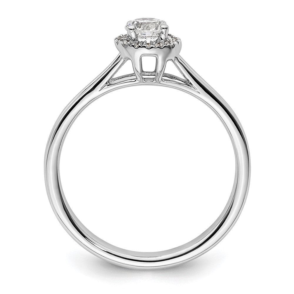 14k White Gold Halo (Holds 1/4 carat () Round Center) 1/20 carat Diamond Semi-mount Split Shank Engagement Ring