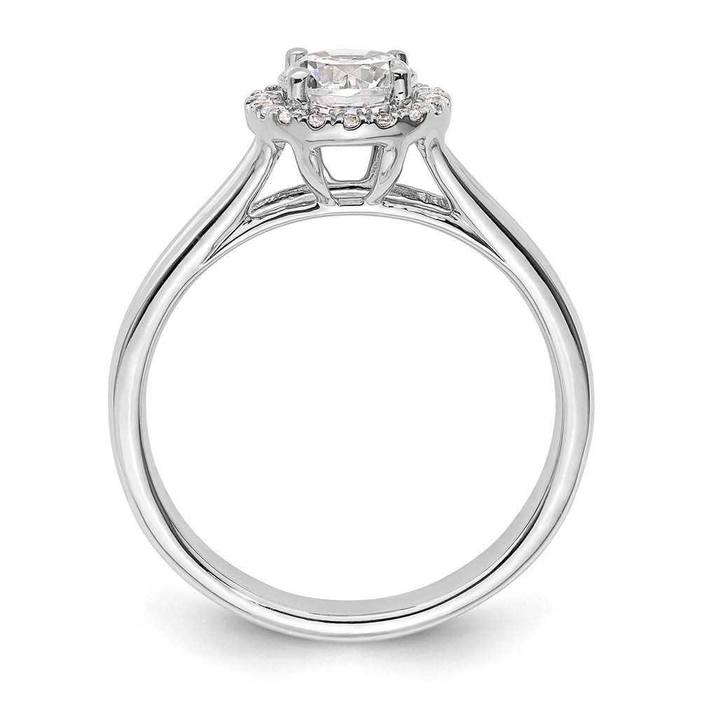 14k White Gold Halo (Holds 3/4 carat () Round Center) 1/10 carat Diamond Semi-mount Split Shank Engagement Ring