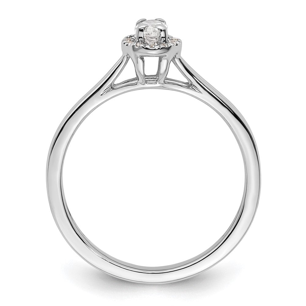 14k White Gold Halo (Holds 1/4 carat (5x) Oval Center) 1/20 carat Diamond Semi-mount Split Shank Engagement Ring