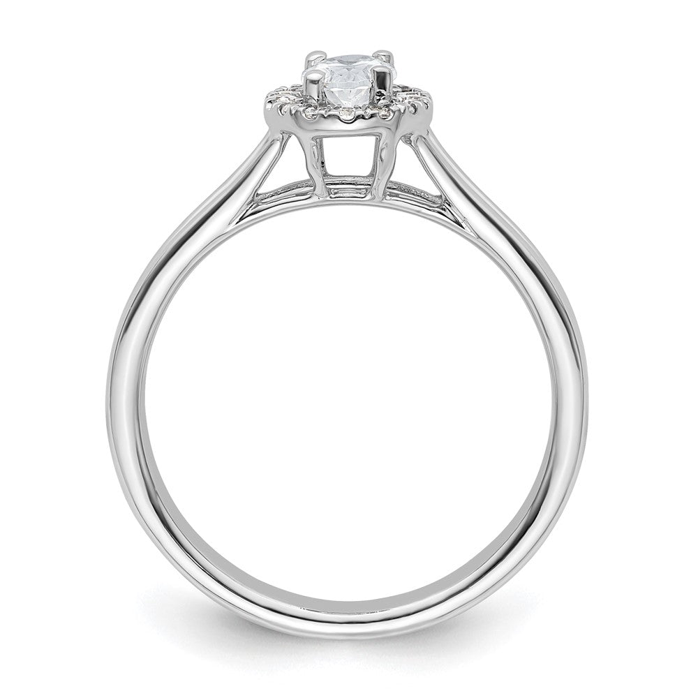 14k White Gold Halo (Holds 1/2 carat (6x) Oval Center) 1/10 carat Diamond Semi-mount Split Shank Engagement Ring