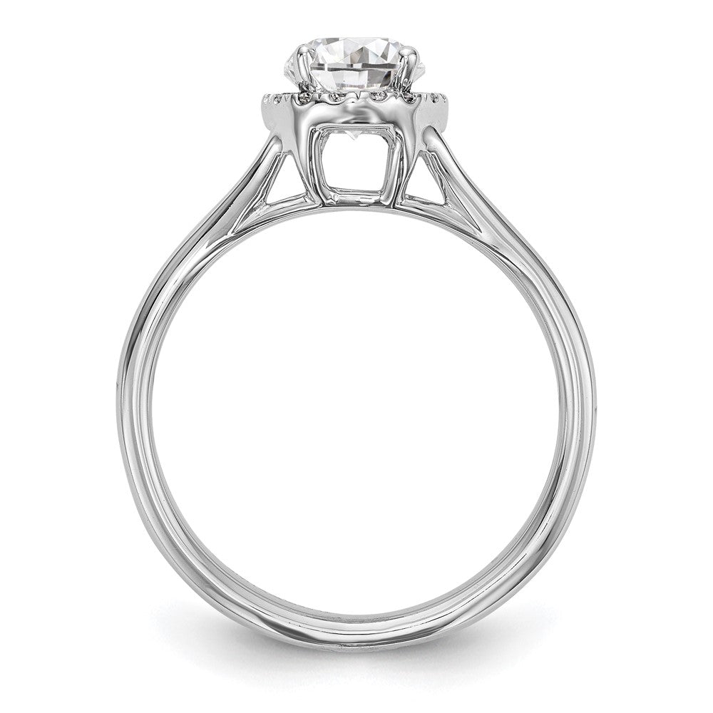 14k White Gold Halo (Holds 1 carat (8x) Oval Center) 1/8 carat Diamond Semi-mount Split Shank Engagement Ring