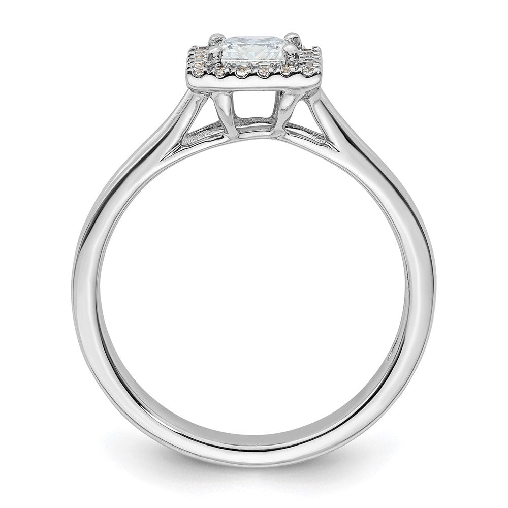 14k White Gold Halo (Holds 1/2 carat () Princess Center) 1/8 carat Diamond Semi-mount Split Shank Engagement Ring