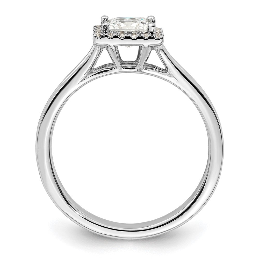 14k White Gold Halo (Holds 3/4 carat () Princess Center) 1/8 carat Diamond Semi-mount Split Shank Engagement Ring