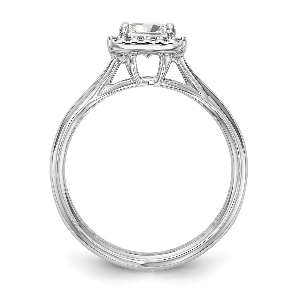 14k White Gold Halo (Holds 1 carat () Princess Center) 1/6 carat Diamond Semi-mount Split Shank Engagement Ring