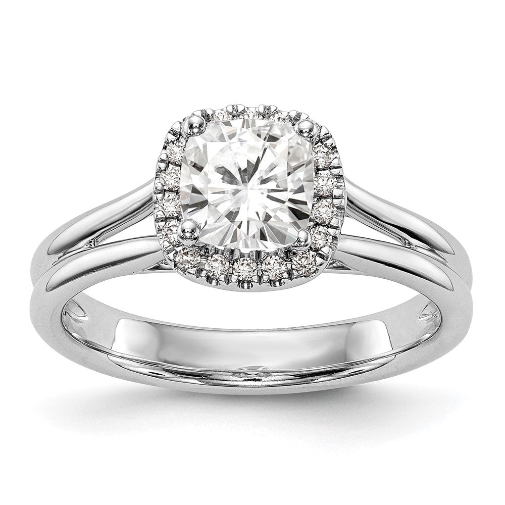 14kw Cushion Halo Diamond Semi-mount Split Shank Engagement Ring