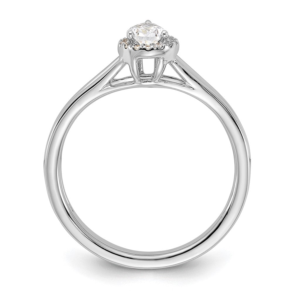 14k White Gold Halo (Holds 1/4 carat (5.5x) Pear Center) 1/15 carat Diamond Semi-mount Split Shank Engagement Ring