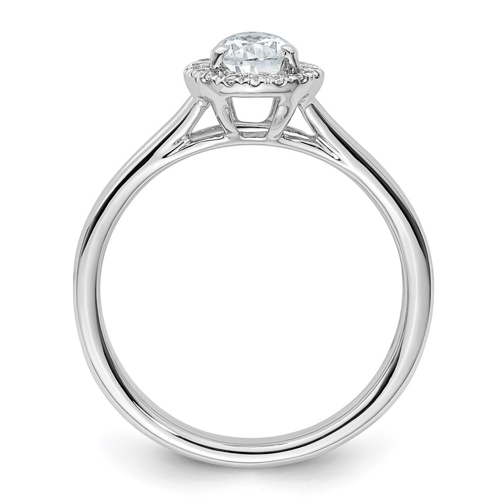 14k White Gold Halo (Holds 3/4 carat (7.7x) Pear Center) 1/8 carat Diamond Semi-mount Split Shank Engagement Ring