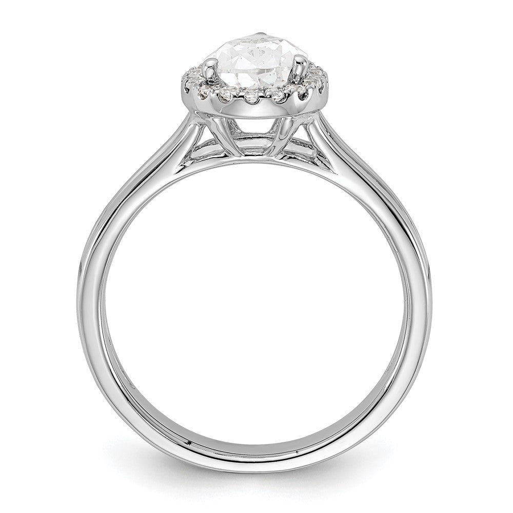 14k White Gold Halo (Holds 1 carat (8.7x) Pear Center) 1/6 carat Diamond Semi-mount Split Shank Engagement Ring