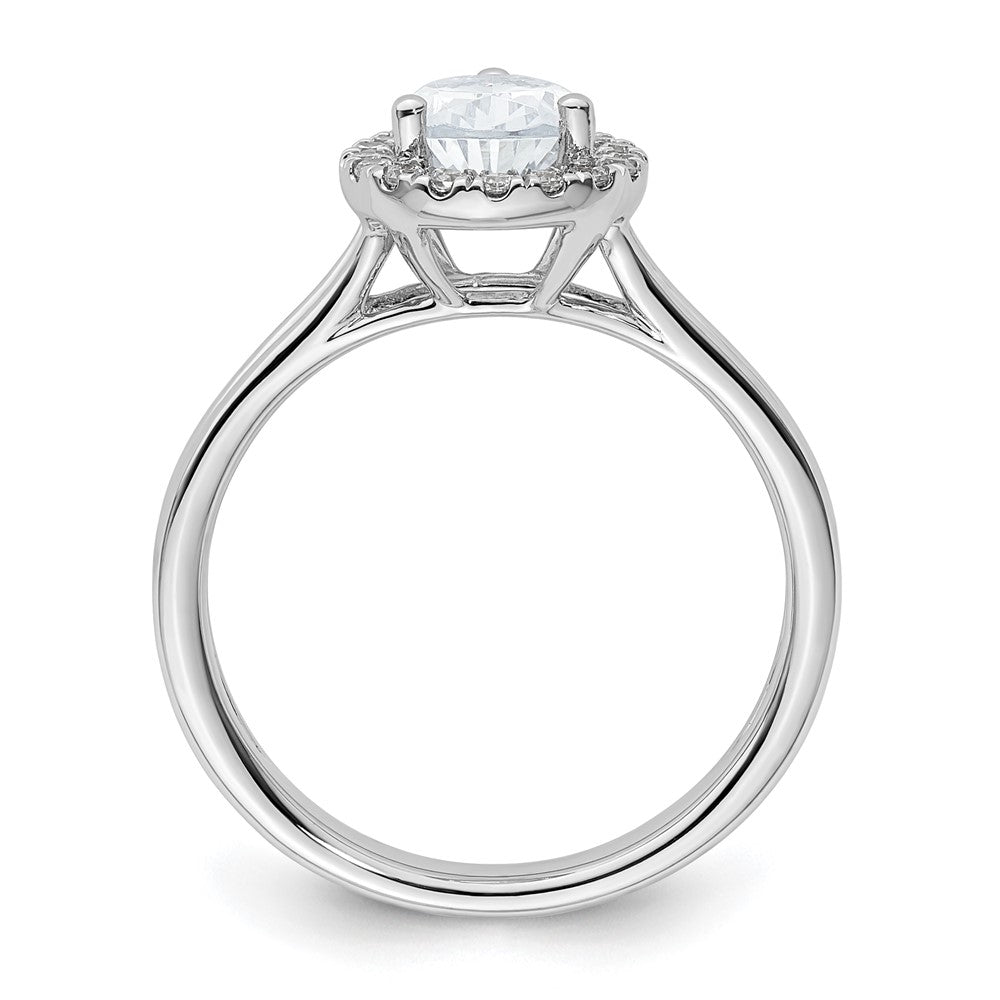 14k White Gold Halo (Holds 1.25 carat (9.1x) Pear Center) 1/5 carat Diamond Semi-mount Split Shank Engagement Ring