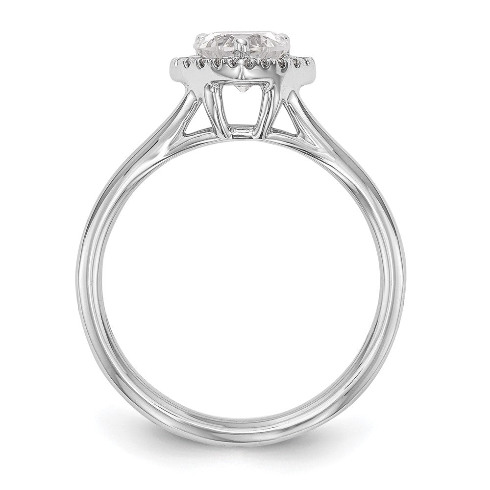 14k White Gold Halo (Holds 1 carat () Heart Center) 1/8 carat Diamond Semi-mount Split Shank Engagement Ring