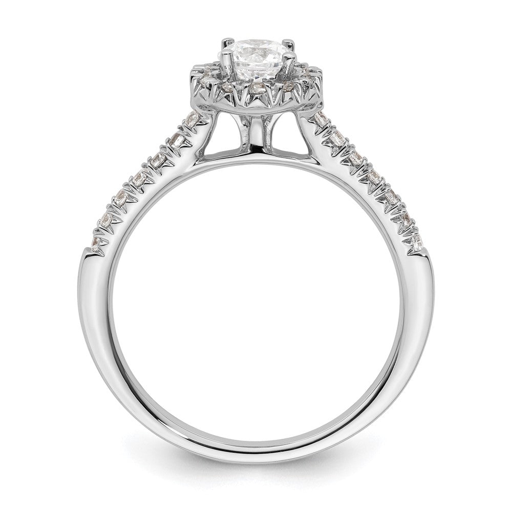 14k White Gold Halo (Holds 3/8 carat () Round Center) 1/4 carat Diamond Semi-mount Engagement Ring