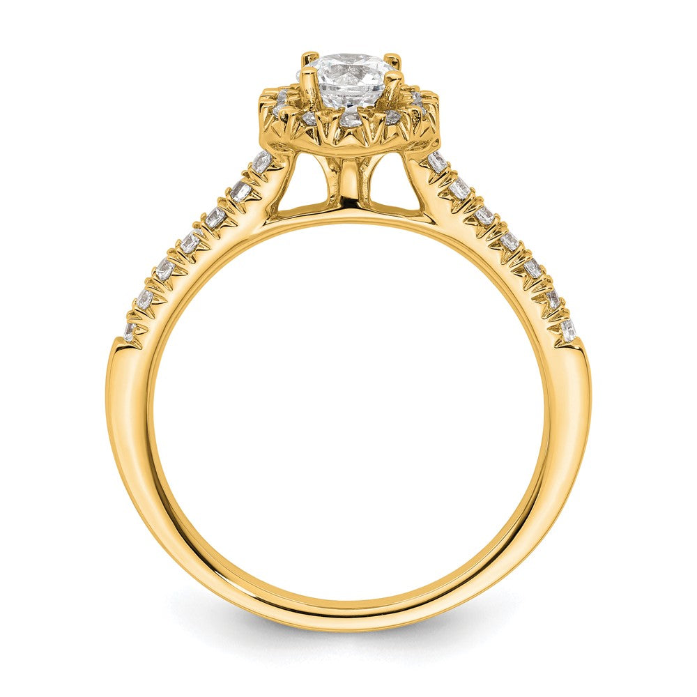 14k Yellow Round Halo Diamond Semi-mount Engagement Ring