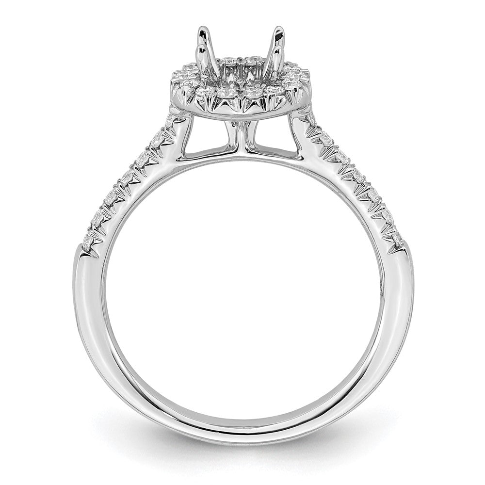 14k White Gold Halo (Holds 1/2 carat () Round Center) 1/4 carat Diamond Semi-mount Engagement Ring