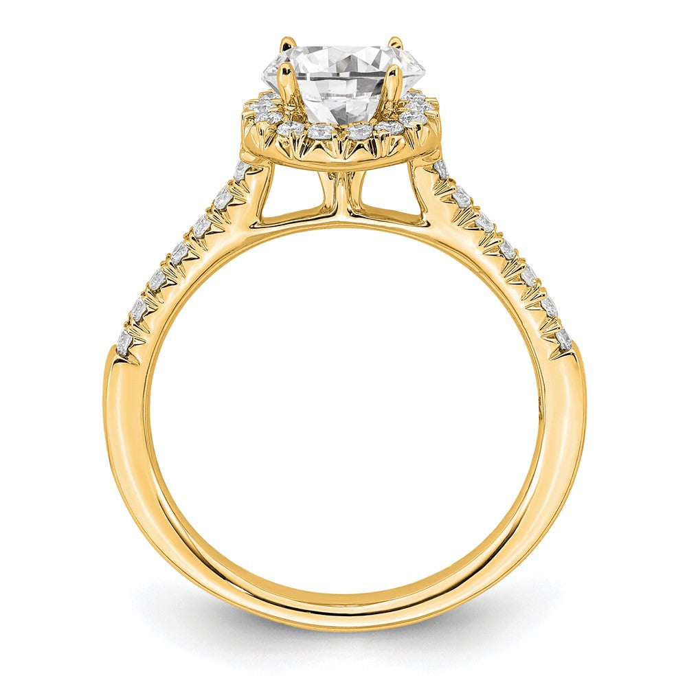 14ky Round Halo Diamond Semi-mount Engagement Ring