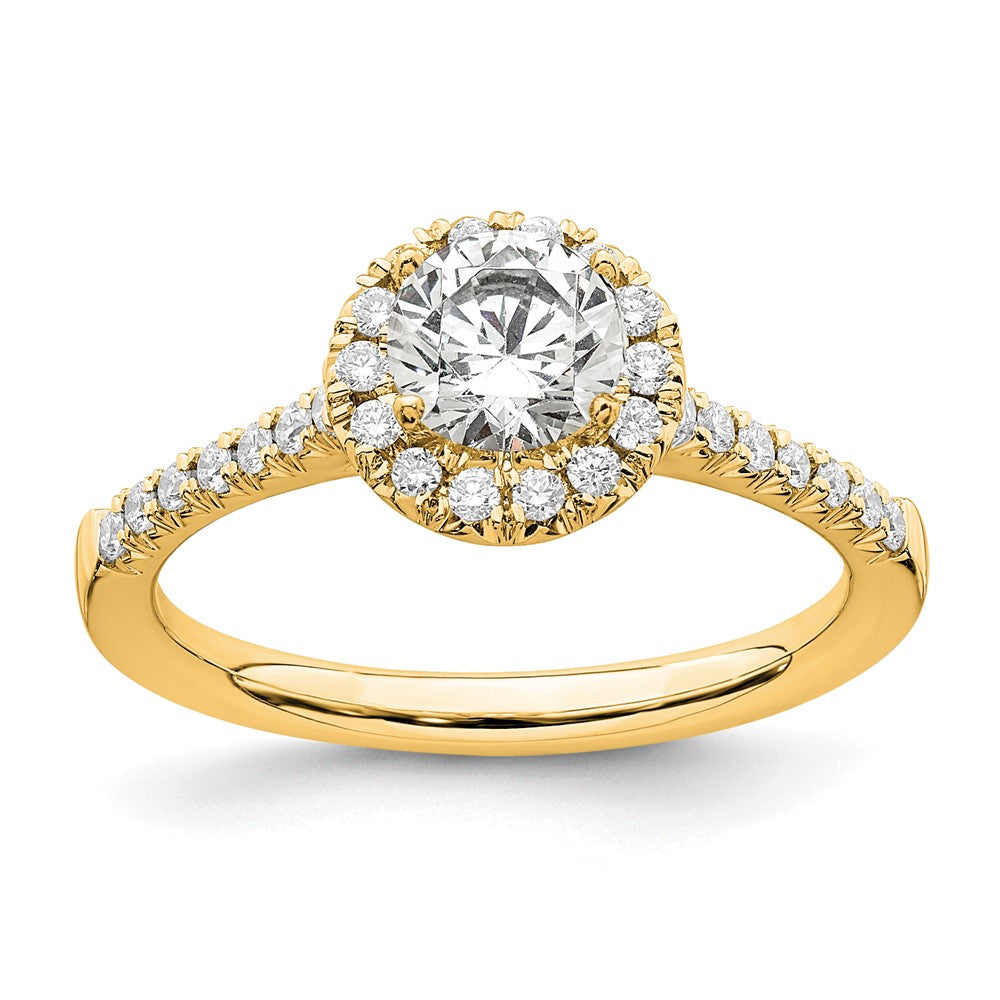 14ky Round Halo Diamond Semi-mount Engagement Ring