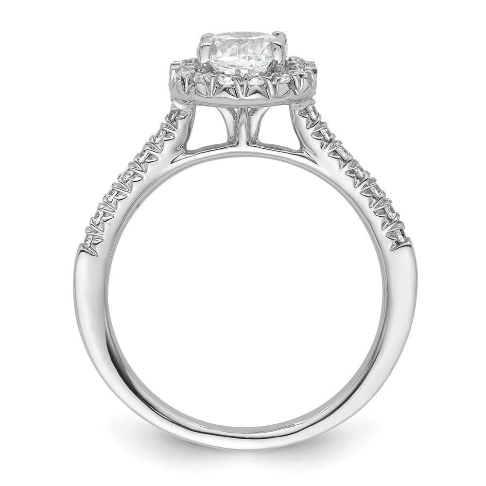 14k White Gold Halo (Holds 3/4 carat () Round Center) 1/3 carat Diamond Semi-mount Engagement Ring