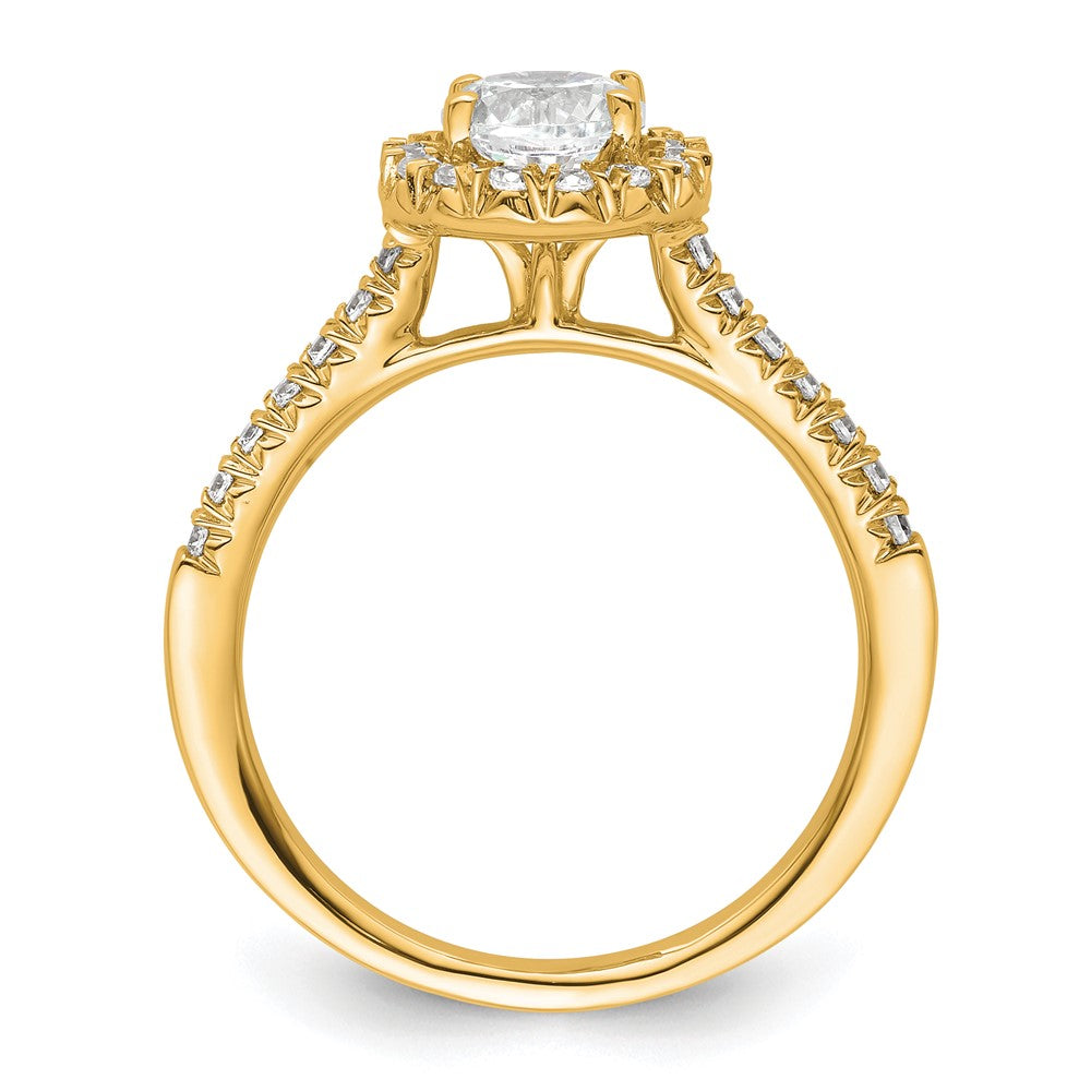 14ky Round Halo Diamond Semi-mount Engagement Ring