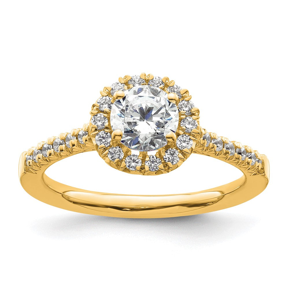 14ky Round Halo Diamond Semi-mount Engagement Ring