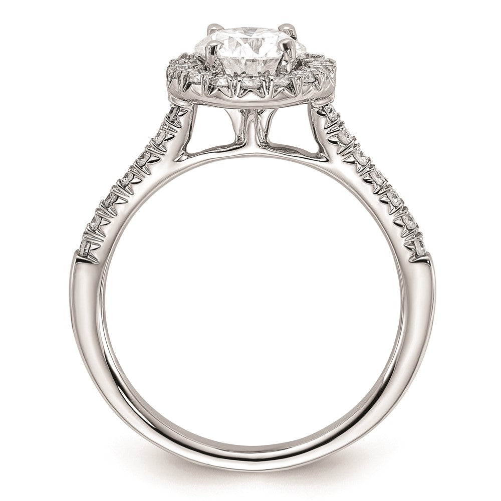 14k White Gold Halo (Holds 2 carat () Round Center) 1/2 carat Diamond Semi-mount Engagement Ring