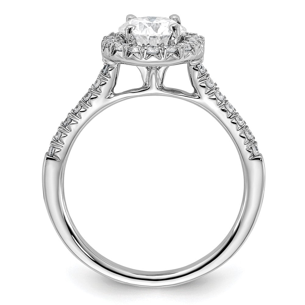 14k White Gold Halo (Holds 1 carat () Round Center) 1/3 carat Diamond Semi-mount Engagement Ring