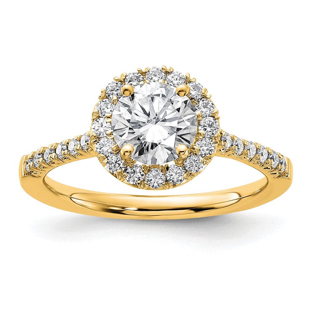 14k Round Halo Diamond Semi-mount Engagement Ring