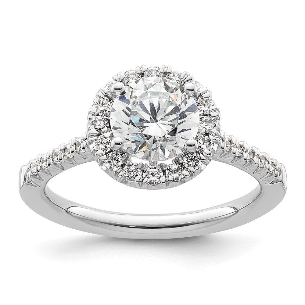 14k White Gold Halo (Holds 1.25 carat () Round Center) 3/8 carat Diamond Semi-mount Engagement Ring