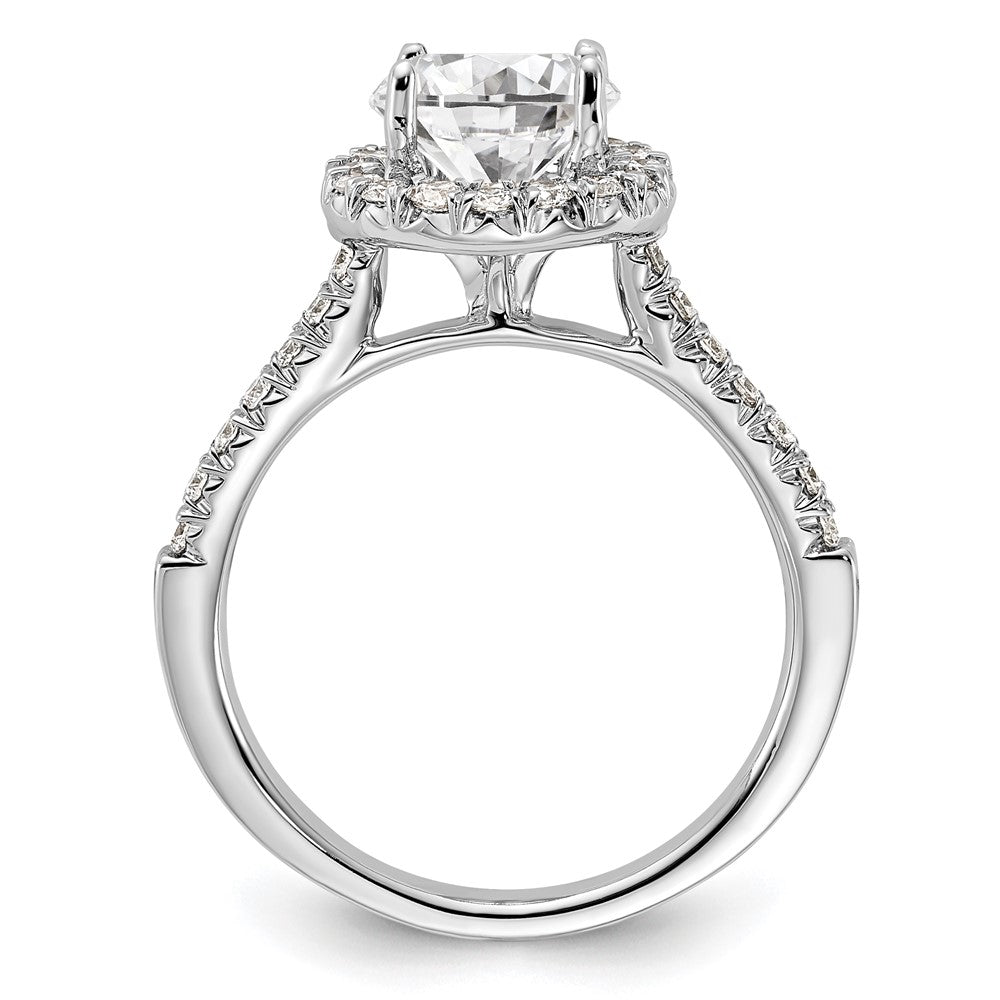 14k White Gold Halo (Holds 1.5 carat () Round Center) 1/2 carat Diamond Semi-mount Engagement Ring