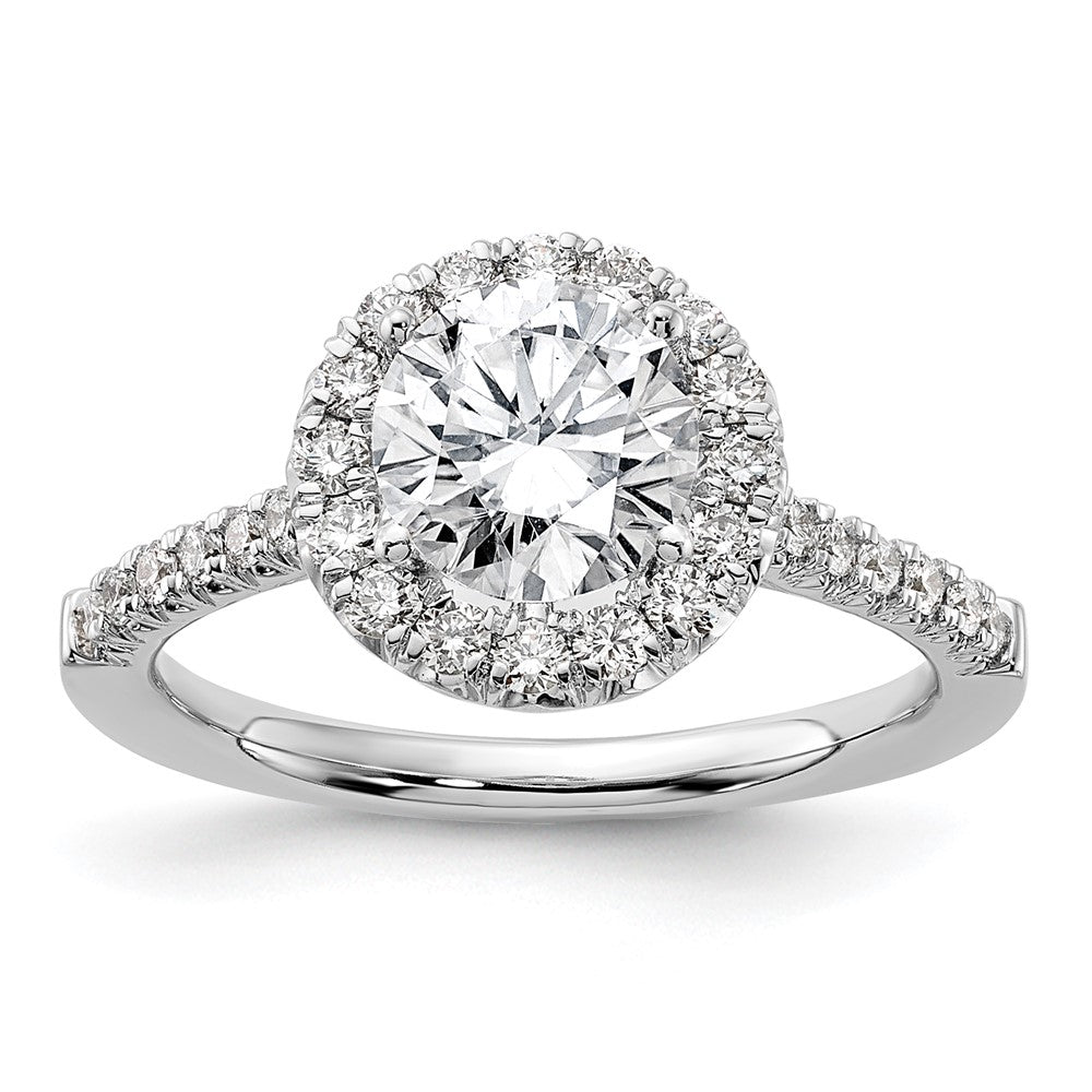 14k White Gold Halo (Holds 1.5 carat () Round Center) 1/2 carat Diamond Semi-mount Engagement Ring