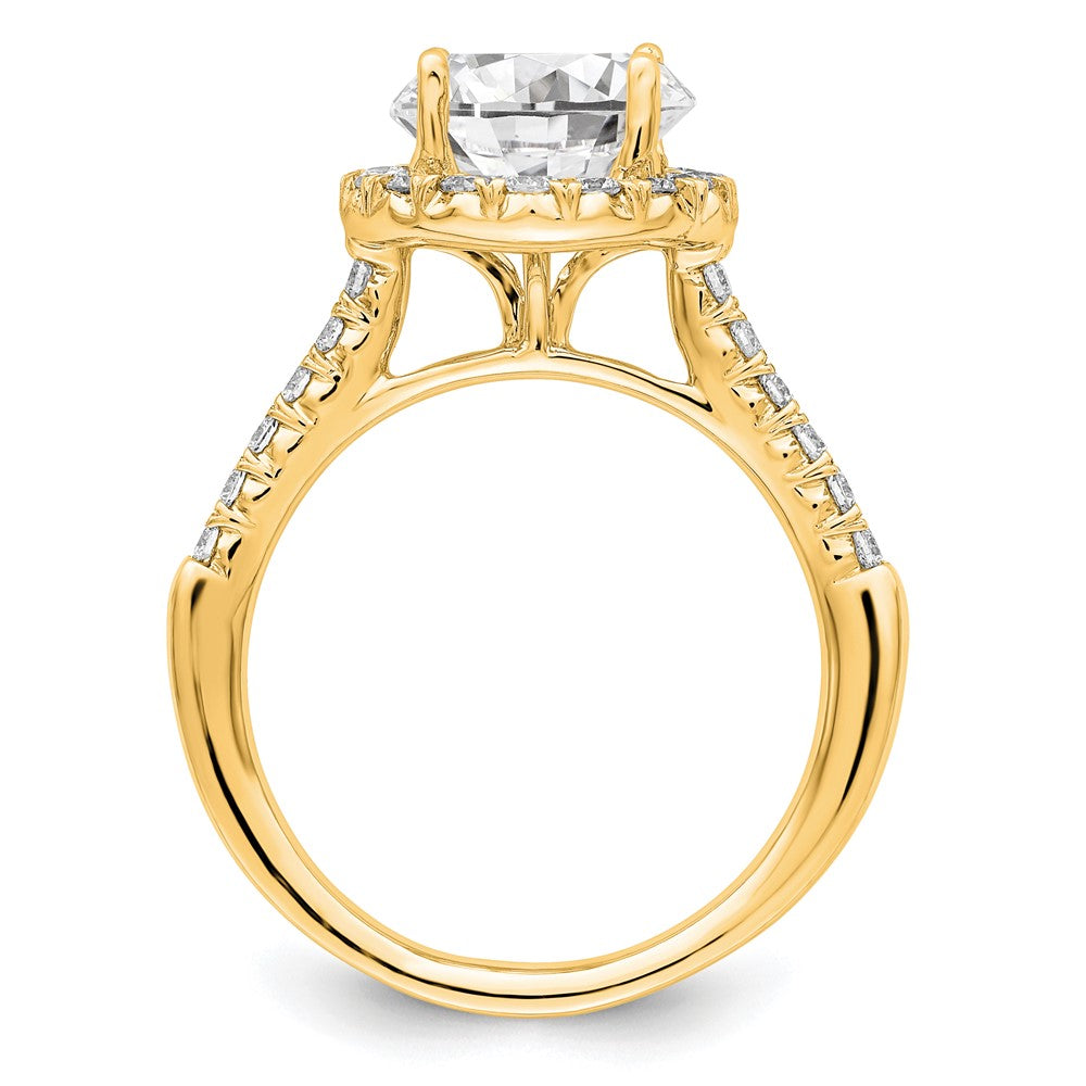 14k Yellow Round Halo Engagement Diamond Semi-mount Ring